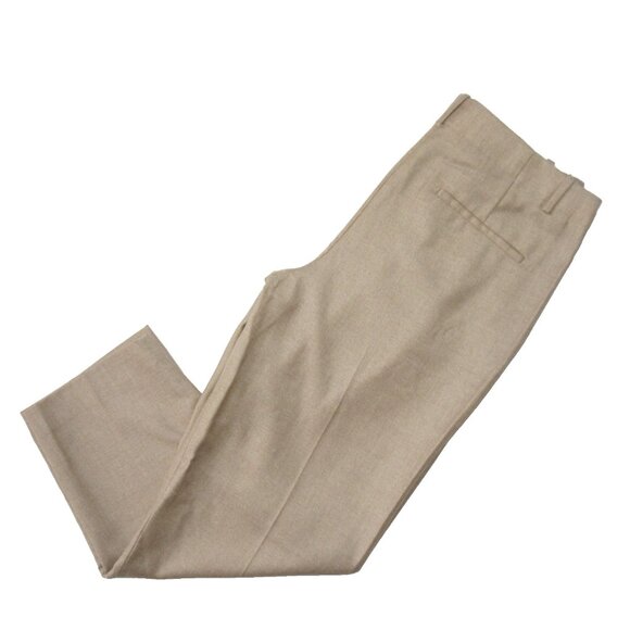 NWT THEORY Straconi in Light Camel Melange Pleated Sleek Flannel Wool Pants 8 - Picture 7 of 7